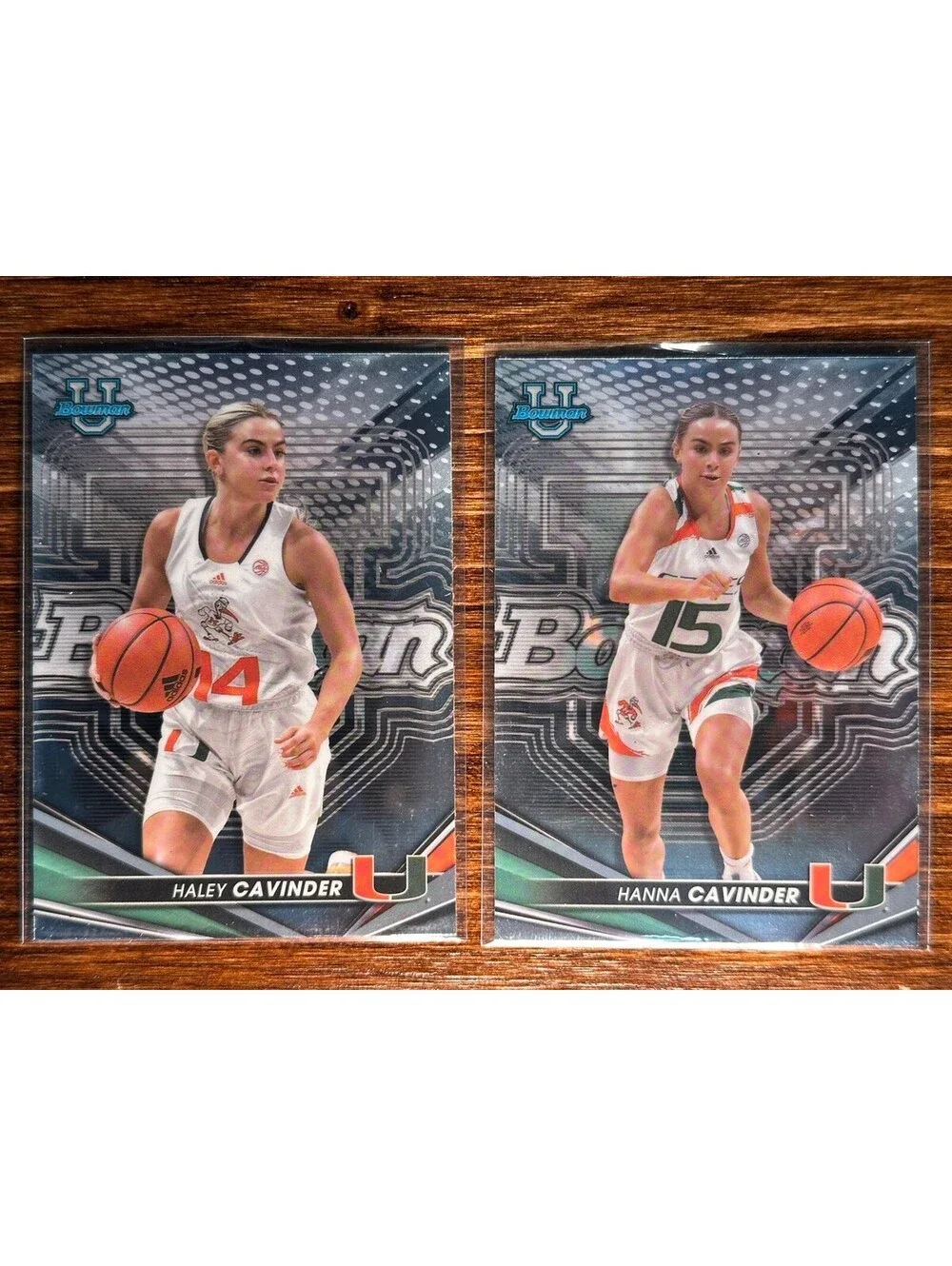 HALEY & HANNA CAVINDER 2022-23 Bowman U #13 & #66 Miami Twins